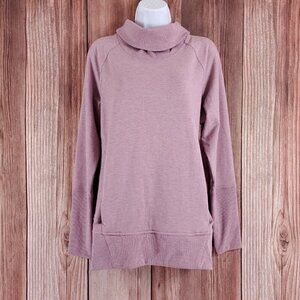 Lululemon Womens Size 10 High Lines Pullover Heathered Vintage Mauve Cowl Neck